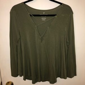 American Eagle Green Soft & Sexy 3/4 Sleeve Top